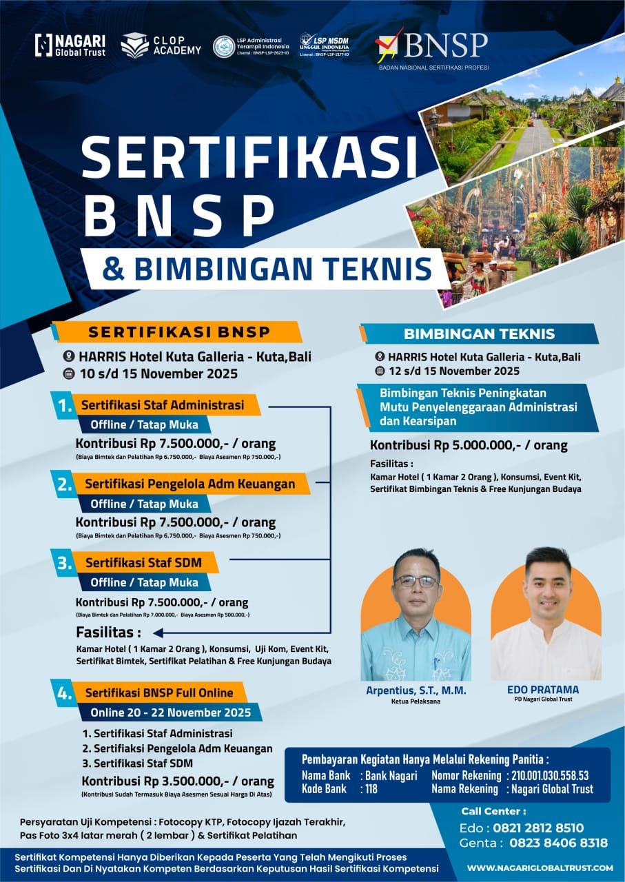 SERTIFIKASI BNSP DAN BIMBINGAN TEKNIS
